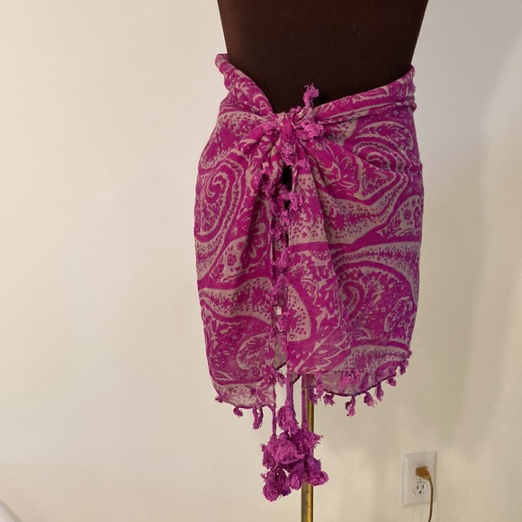 J. crew large pompom square scarf sarong wrap - Picture 5 of 14